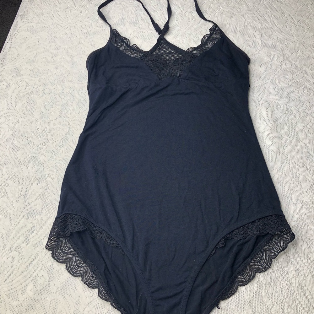 Black Lace Trim Bodysuit